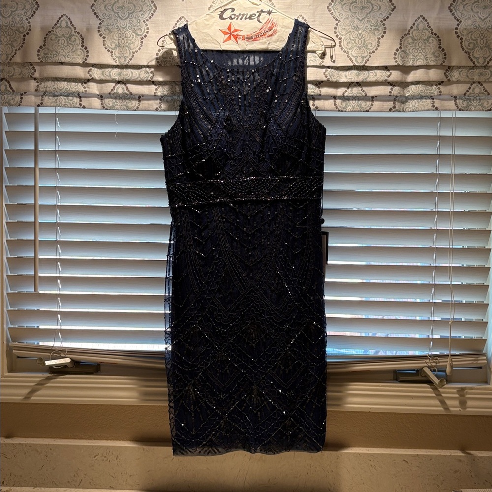Sue Wong Navy Sequin Dress